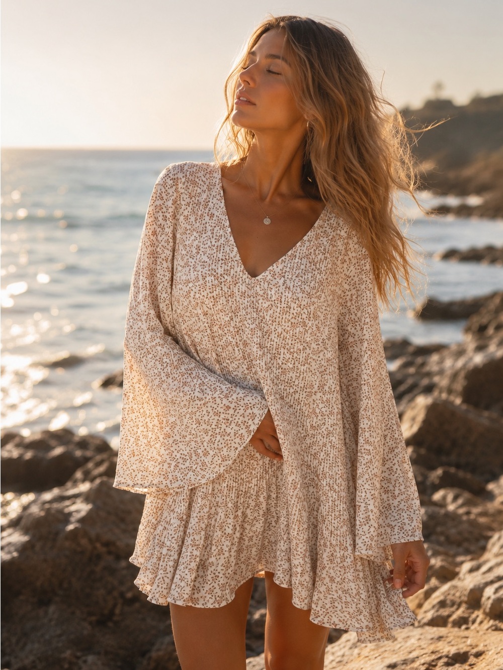 Lulus Isn’t That Sweet? Ivory Floral Print Pleated Lined Romantic Mini Dress